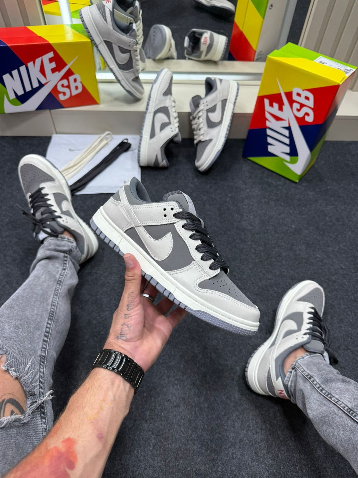 Nike Skateboarding Dunk Low Pro Off White Chumbo — foto principal