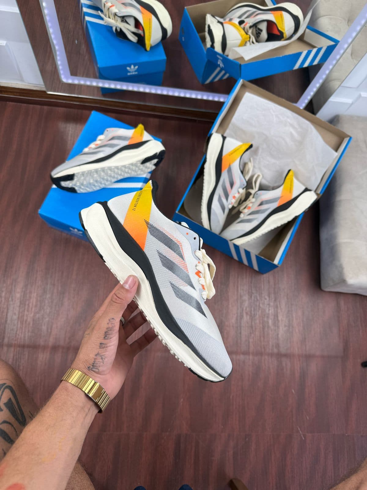 Adidas Adizero Boston 12 - Cinza Laranja — foto principal