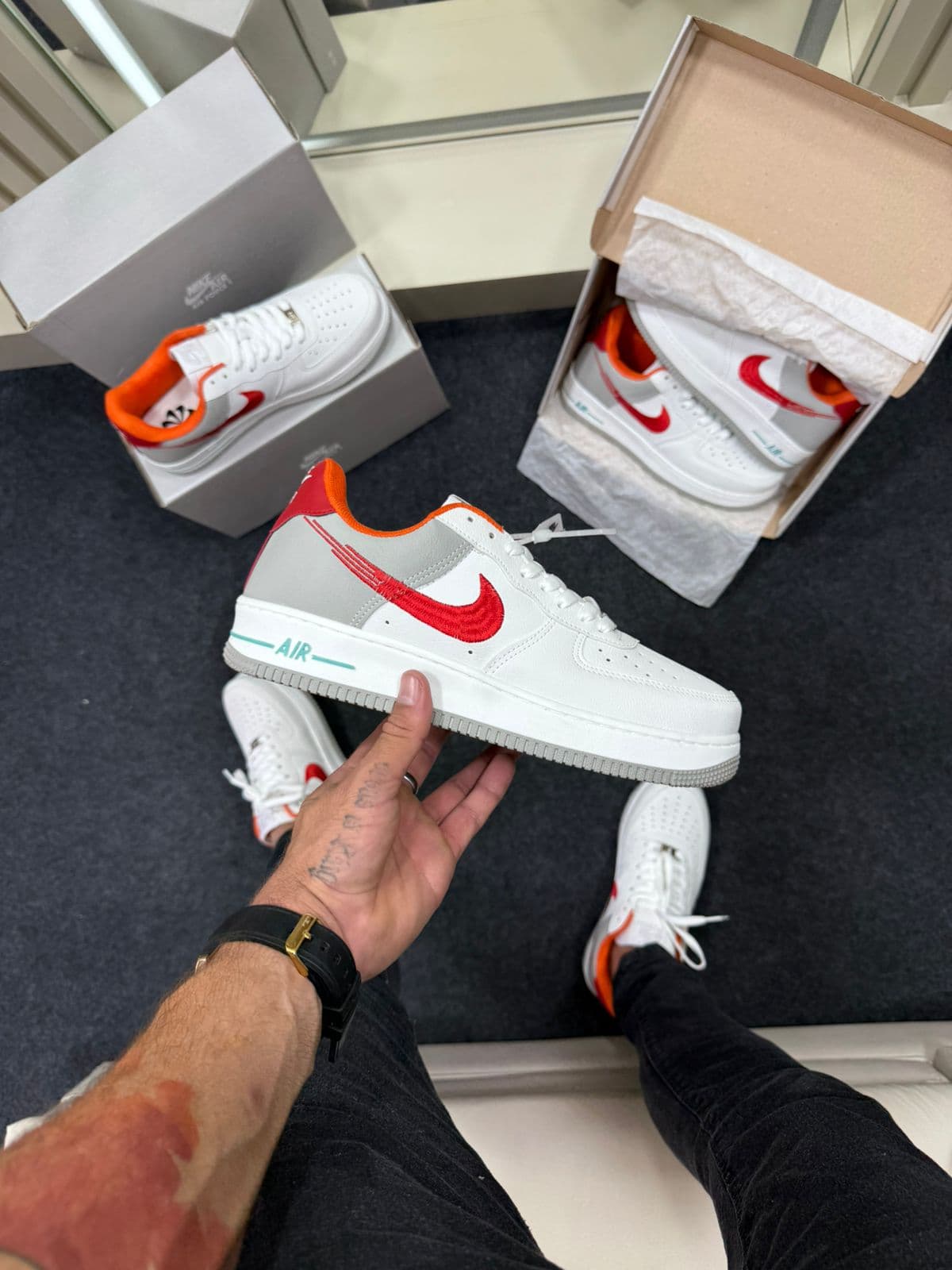 Air Force 1 Premium Branco Vermelho Laranja — foto principal