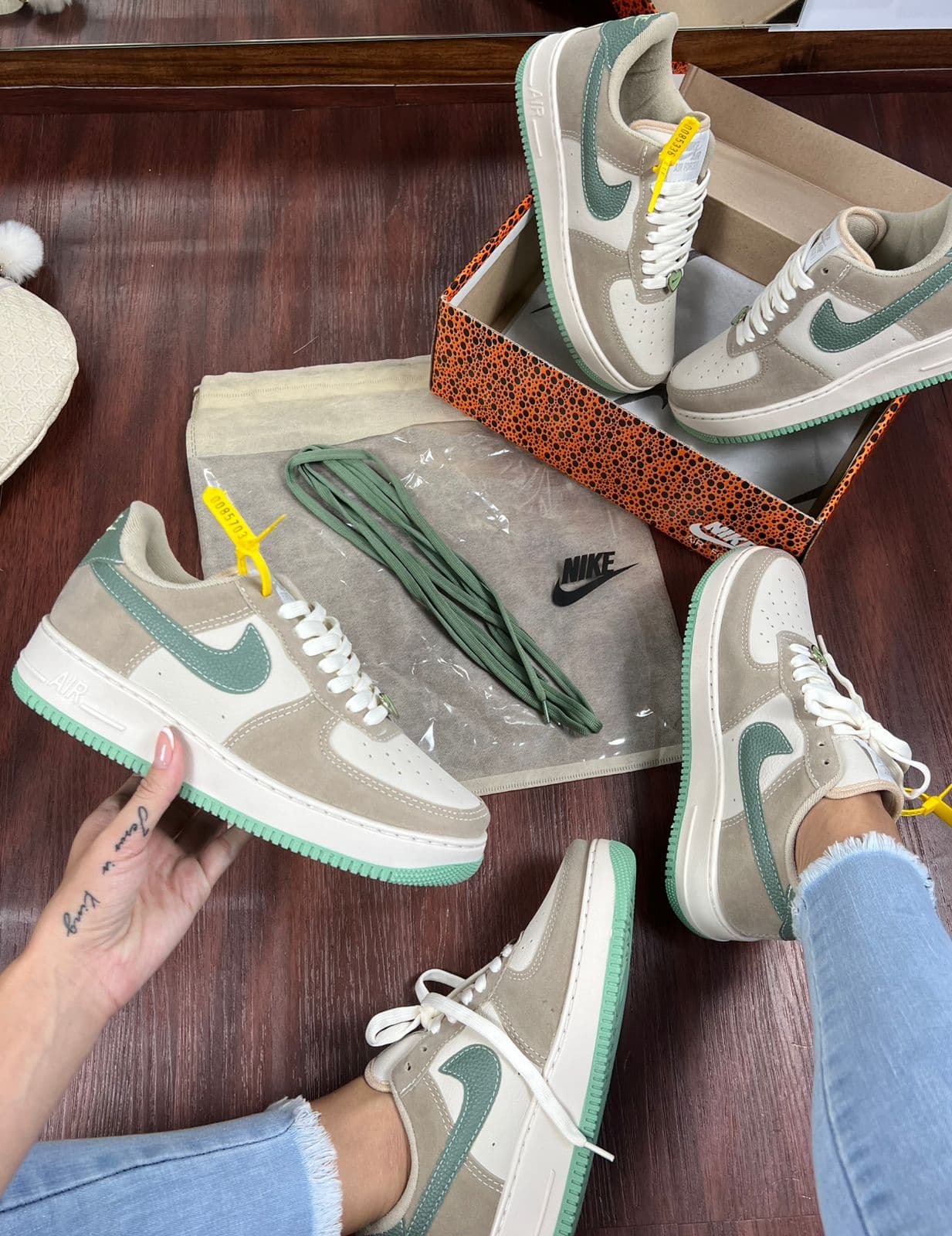 Nike Air Force 1 Premium Branco/verde Menta — foto principal