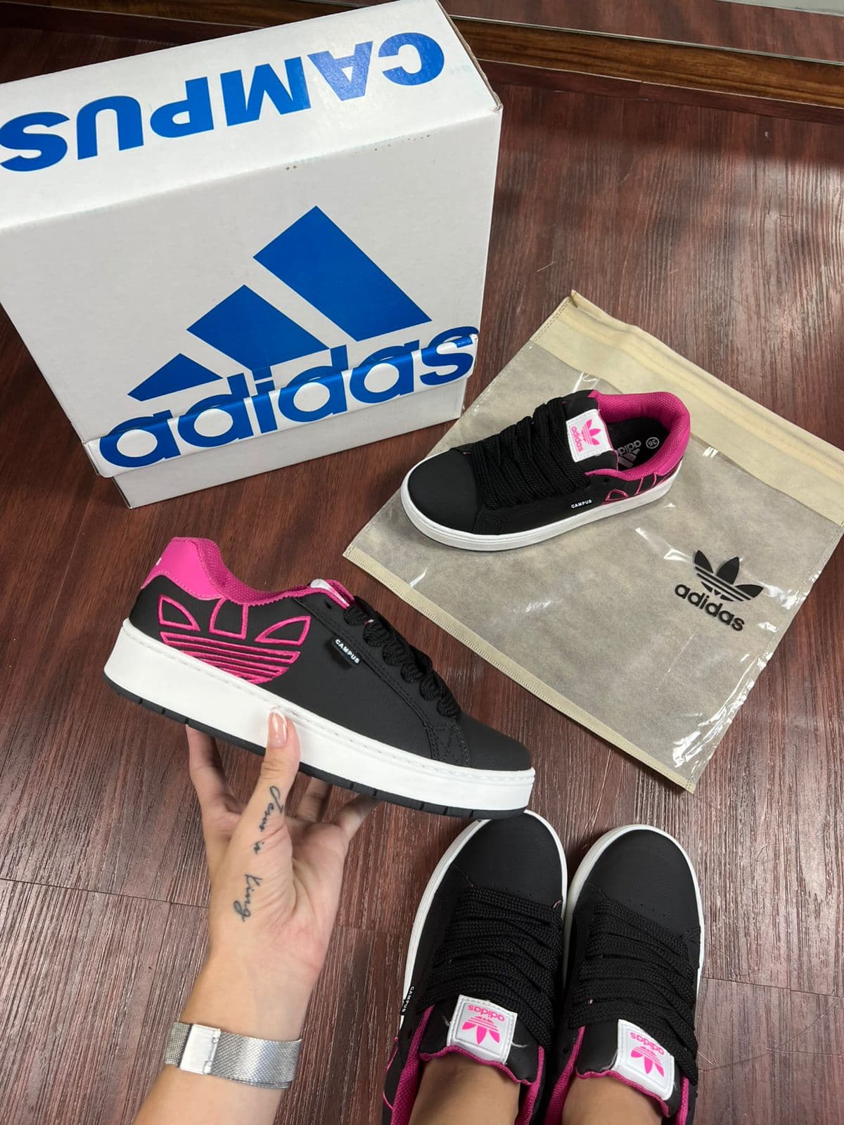 Adidas Campus Bordado Preto/rosa — foto principal