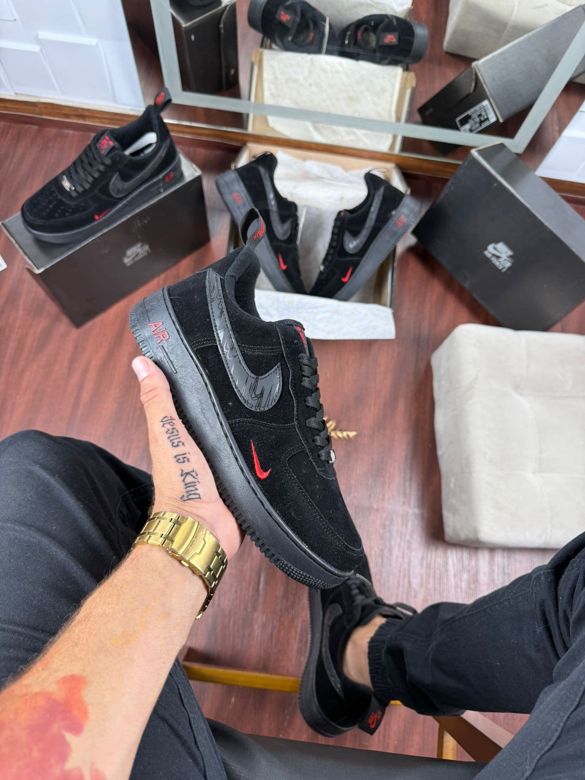 Nike Air Force Suede Preto Preto/ — foto principal
