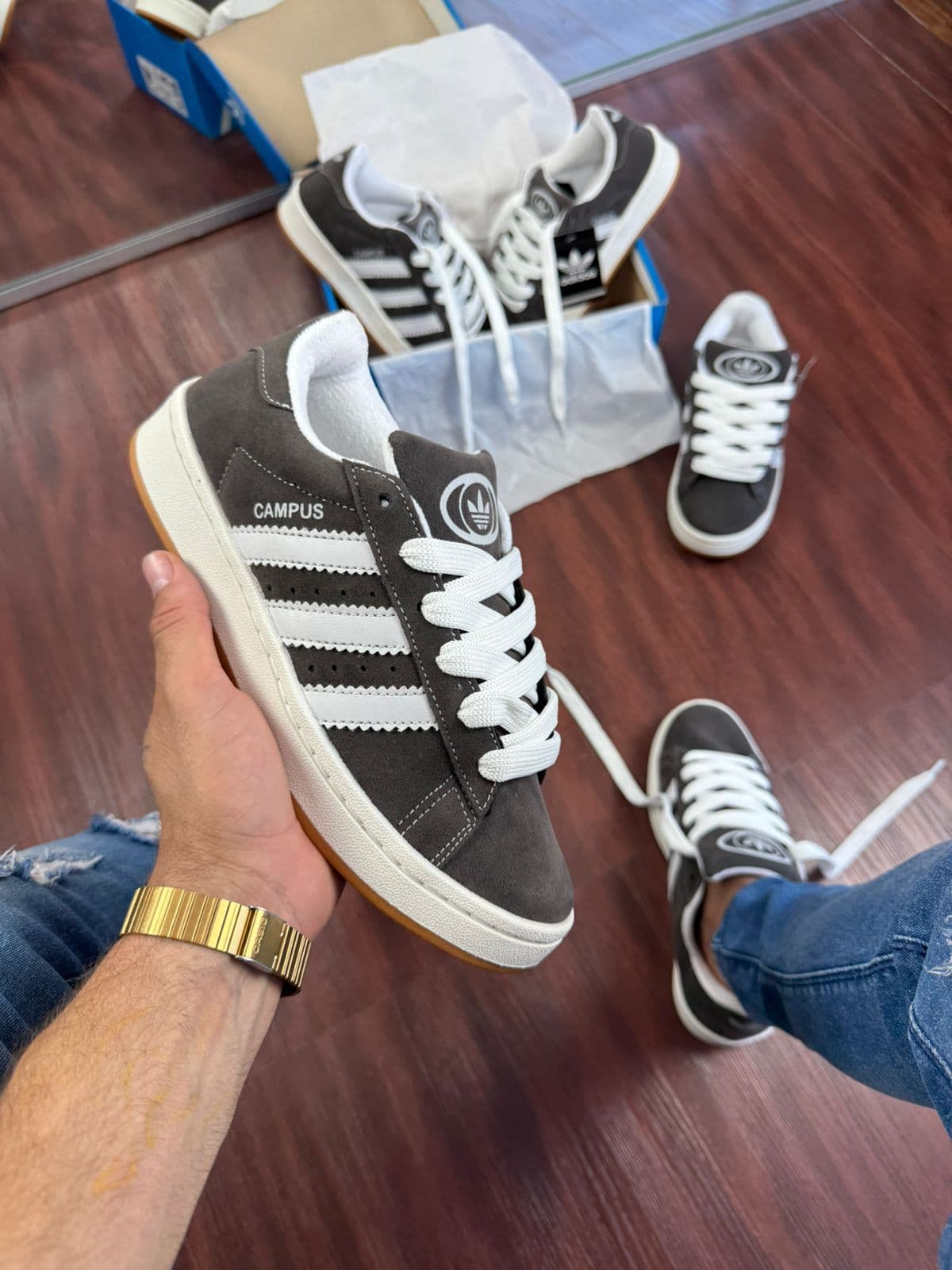 Adidas Campus Cinza Branco — foto principal
