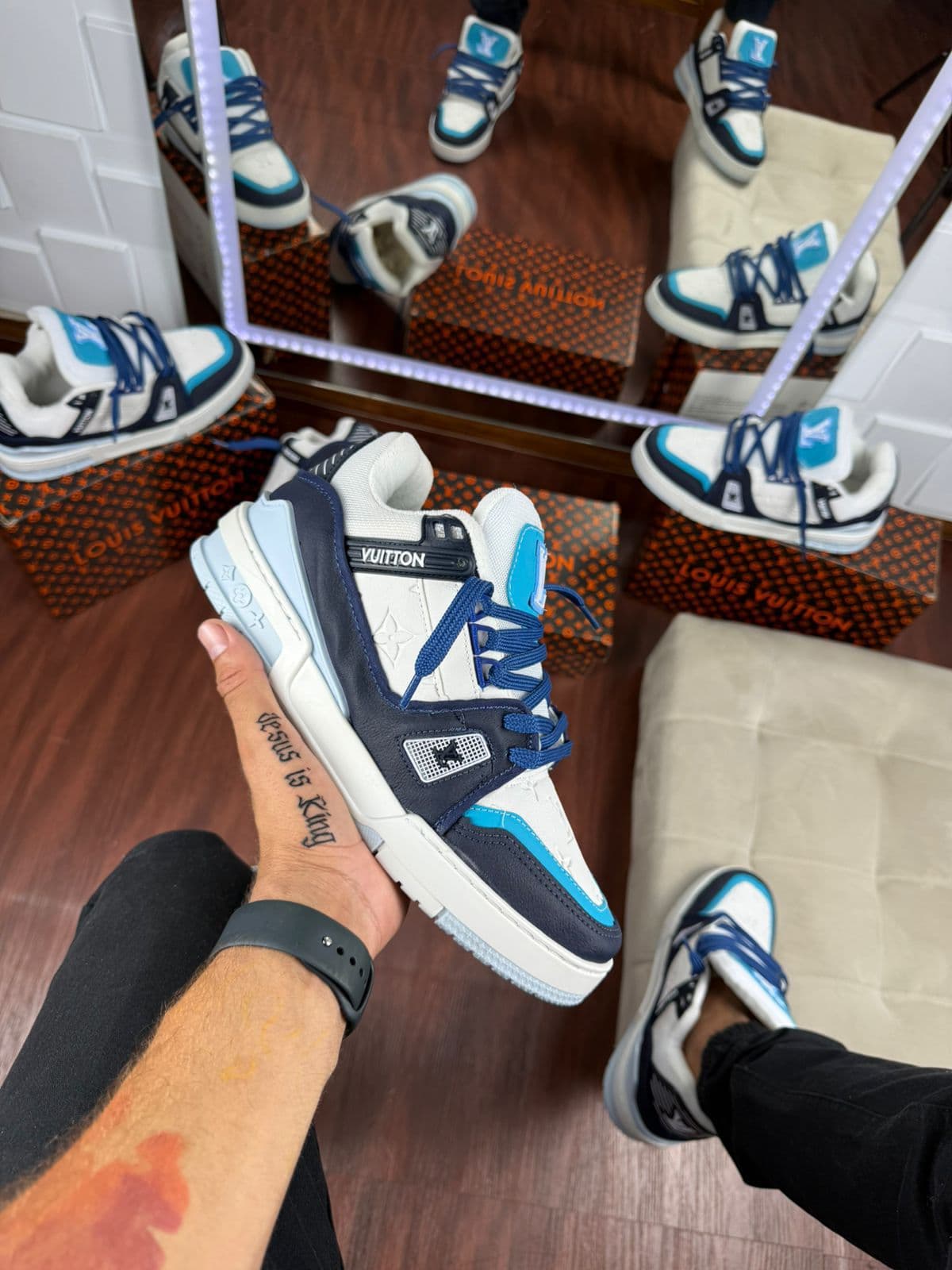 Louis Vuitton LV Trainer Branco/azul — foto principal