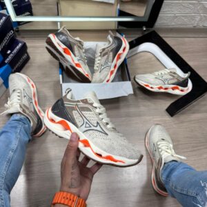 Mizuno Wave Stratos Off White Laranja Atacado