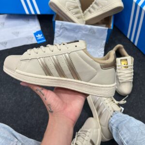 Adidas Superstar Premium Bege Dourado Atacado